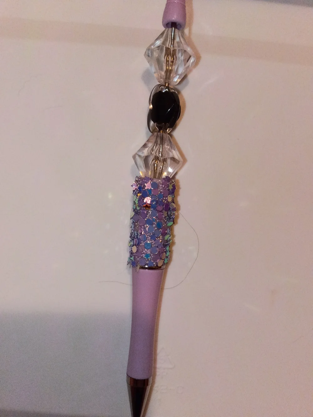 Light Purple Crystal Accent Ballpoint Pen with Sparkle Bead Detail
